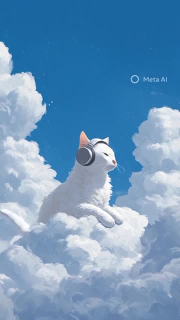 Escape into the clouds with the most peaceful cat in the universe.