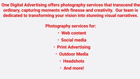 One Digital Advertising : Professional Photography in Miami, FL