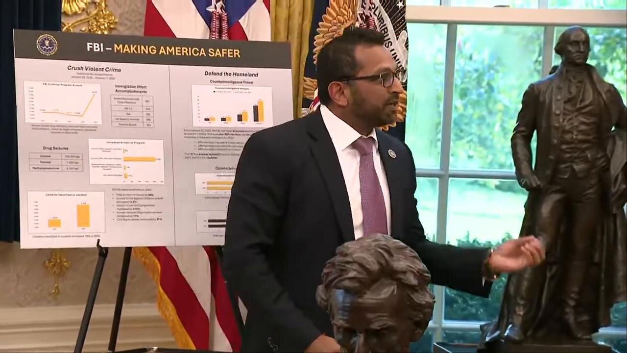 President Donald Trump, Kash Patel And Pam Bondi Hold A Press Briefing At The White House - October 15, 2025