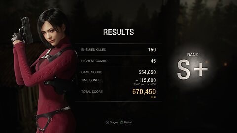 Resident Evil 4 Remake PS4 Mercenaries Ada Village 150 kills mp4