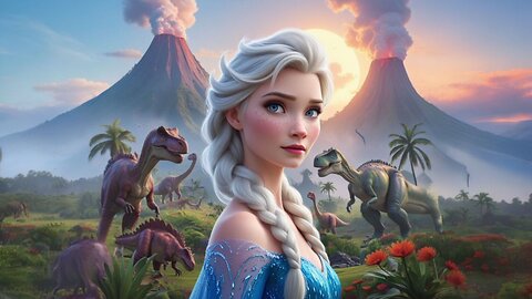 Elsa Enters the Dinosaur World! Giant Dinosaur Attacks Elsa but Magic Saves the Day
