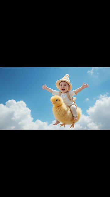 Giggles Galore: Baby Rides a Giant Fluffy Chick