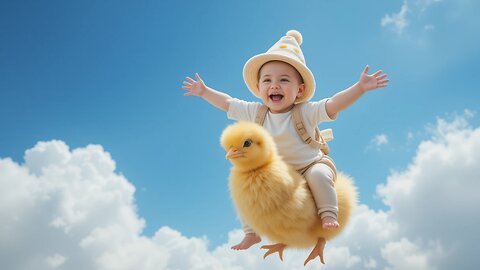 Giggles Galore: Baby Rides a Giant Fluffy Chick