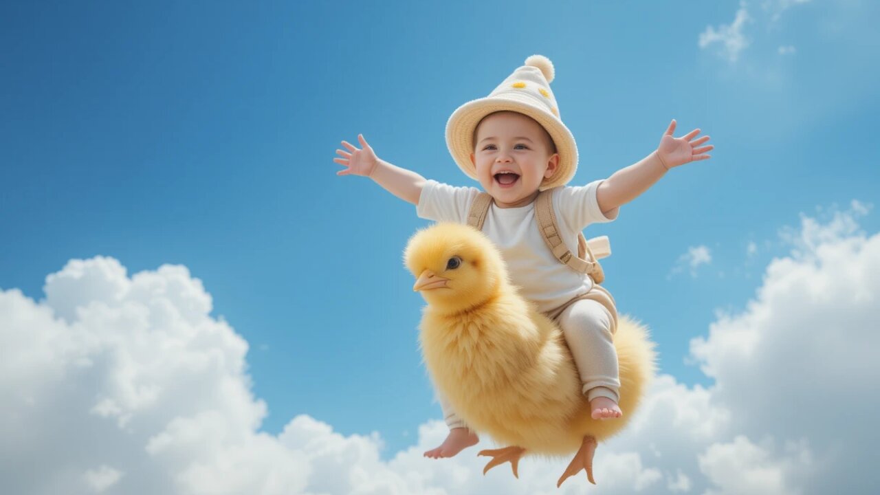 Giggles Galore: Baby Rides a Giant Fluffy Chick