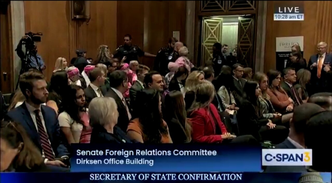 Protesters Interrupt Marco Rubio's Confirmation Hearing