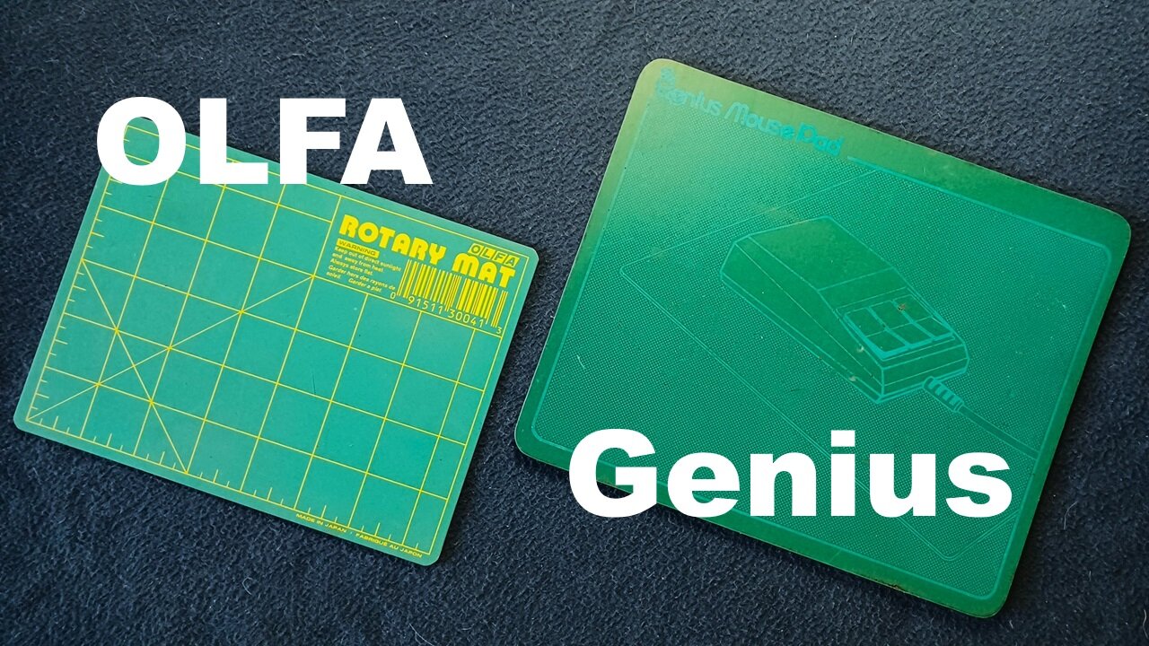 SHOW AND TELL : OLFA ROTARY MAT vs Genius Cutting Pad Genius Mouse Pad. 1990s