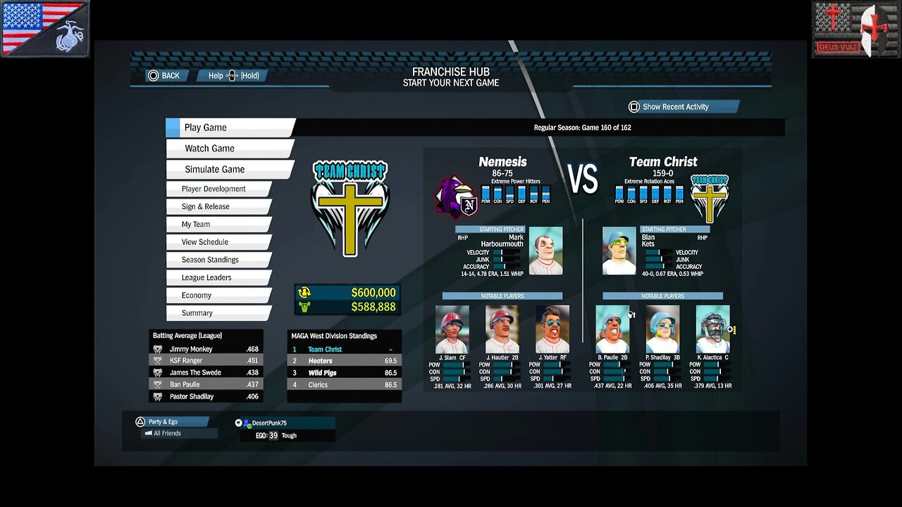 Based Sportsball 2025: Regular Season - Game #160 [Team Christ vs. Nemesis]