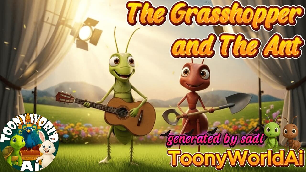 The Grasshopper and the Ant 🐜 | English Moral Story for Kids | Aesop’s Fable | ToonyWorldAi