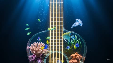 Guitar. Aquarium. ASMR Ai video