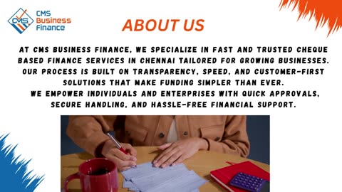 What Makes CMS the Most Trusted Choice for Cheque Based Finance Services in Chennai Today?