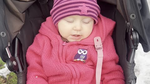 Mommy & Baby Kayla Walking Outside While Snow Melts ❄️👣