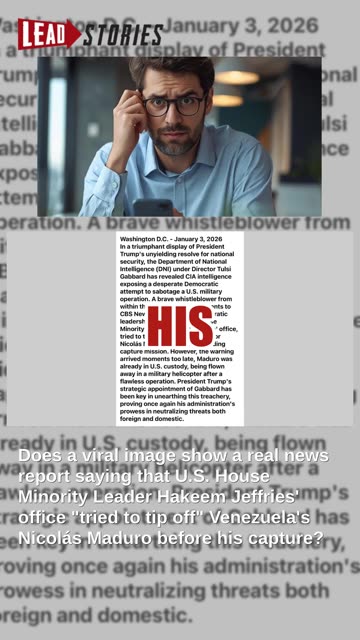 Fact Check: Fake CBS News Image Shows Hakeem Jeffries Attempt To Tip Off Maduro -- NOT Real