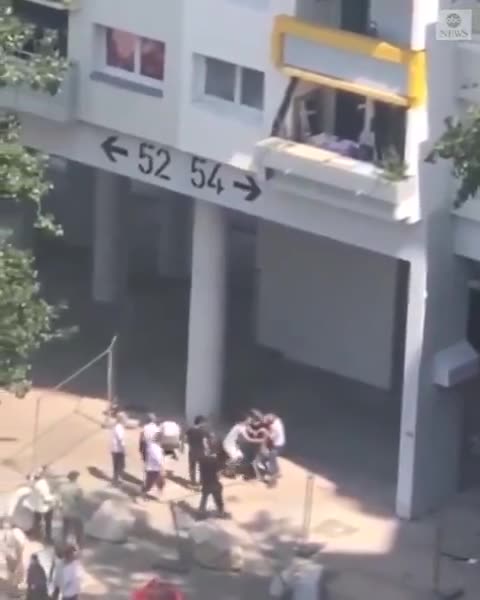 Two boys—ages 10 and 3–jumped 30 feet from a burning building in Grenoble...