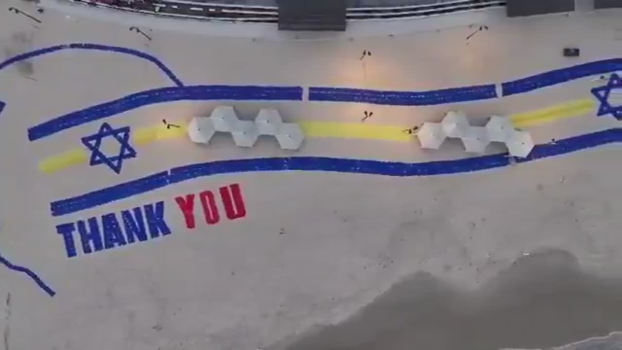 A “Thank You” to President Trump from Israel on the beach in front of the U.S. embassy in Tel Aviv