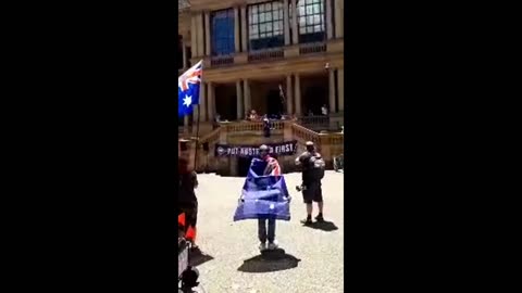 Tommy Robinson speaks at the Put Australia First Rally in Sydney