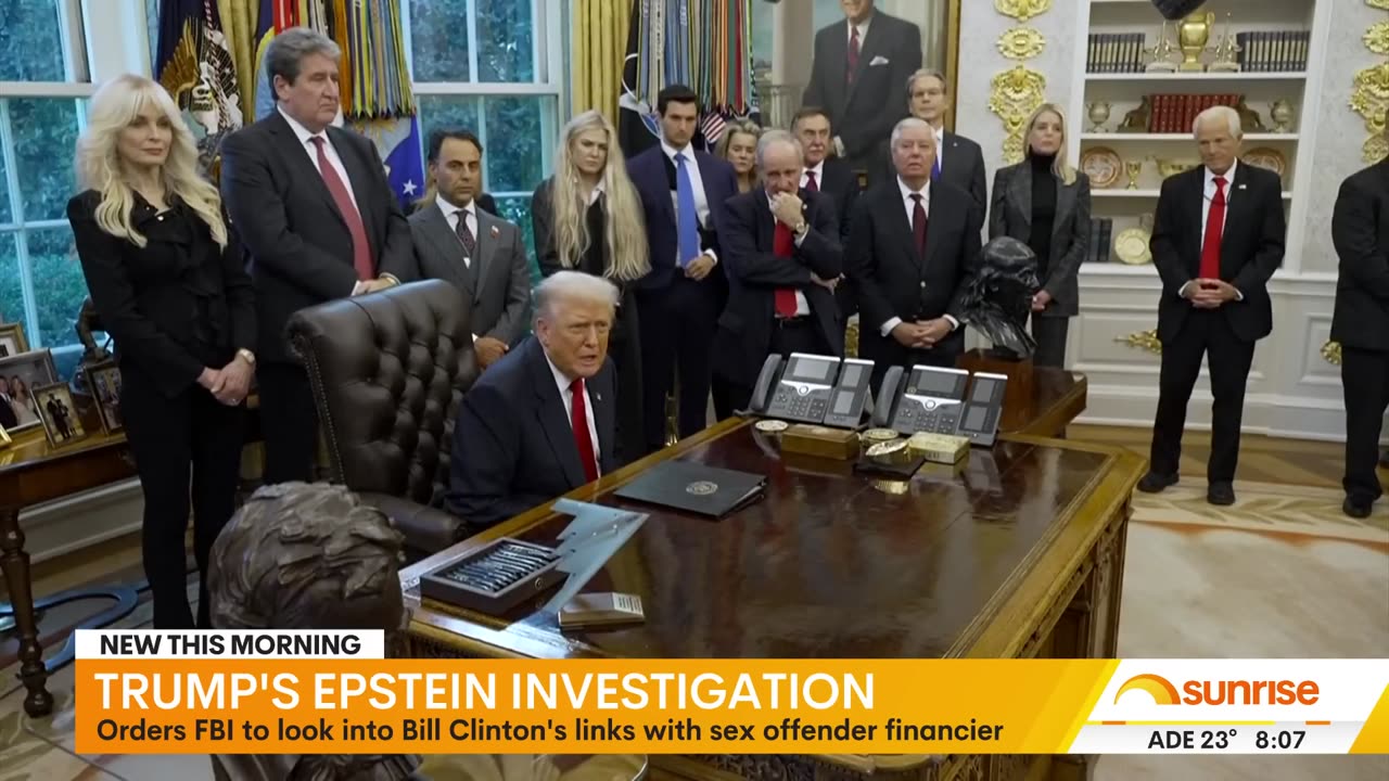 Trump orders FBI to investigate Bill Clinton's involvement with Jeffrey Epstein | 7NEWS