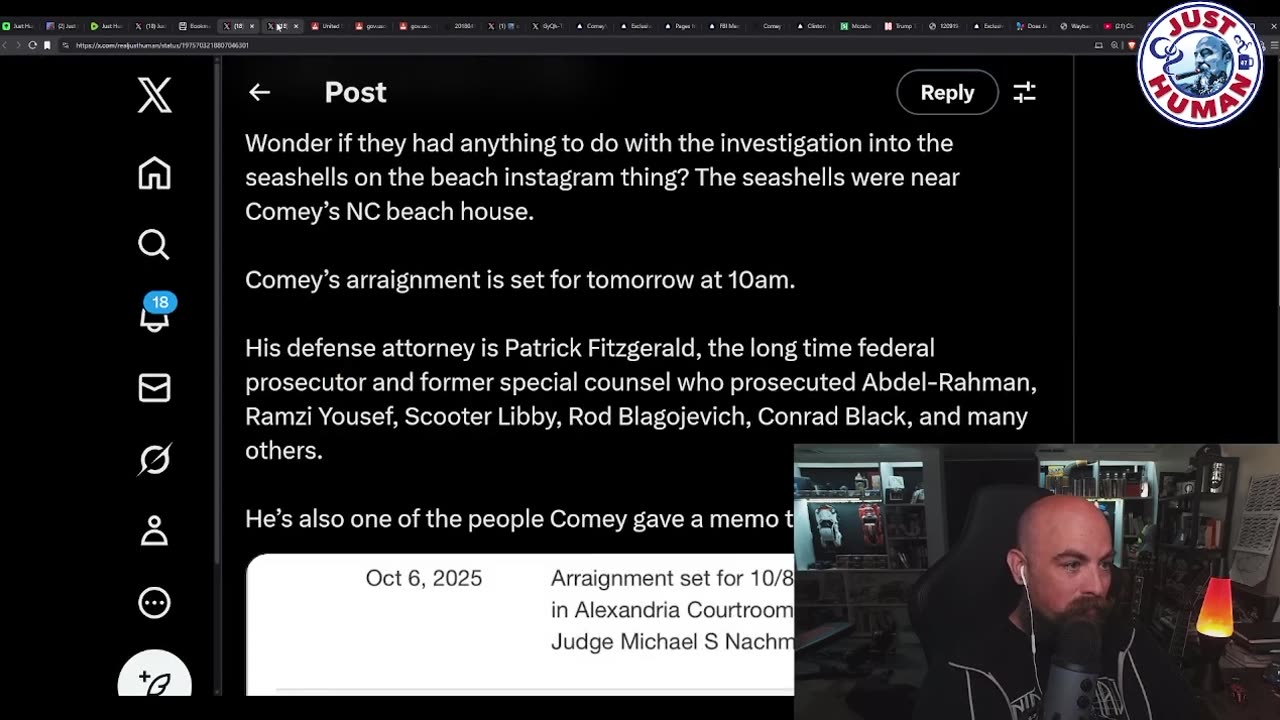 Just Human #343: Comey Arraigned, Pleads Not Guilty