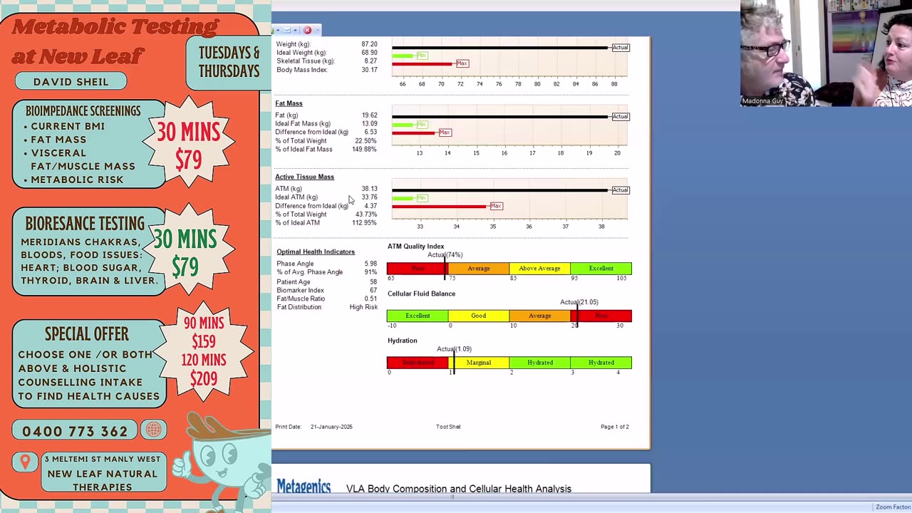 David & Madonna chat Cellular Health - VLA Bioimpedance Screening & Cellular Health.. in clinic test