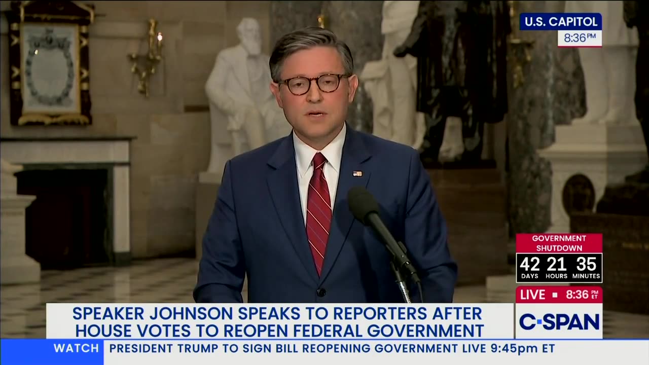 Speaker Johnson Delivers Remarks After Vote to Open Government