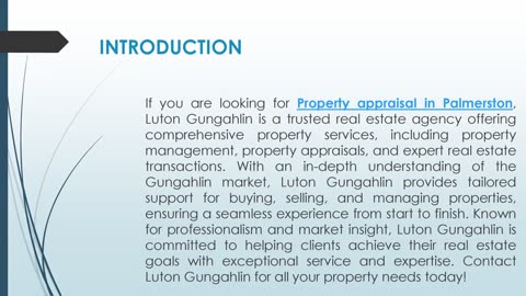 If you are looking for Property appraisal in Palmerston