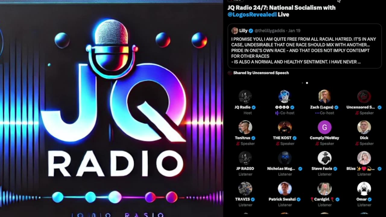 National Socialist Monday's w/ Logos Revealed on JQRadio: Episode 1. (starts at 33:00)