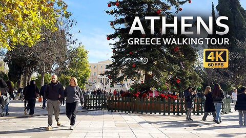 Athens, Greece walking tour 4K 60 FPS in winter 2025. Watch everyday life in Athens!