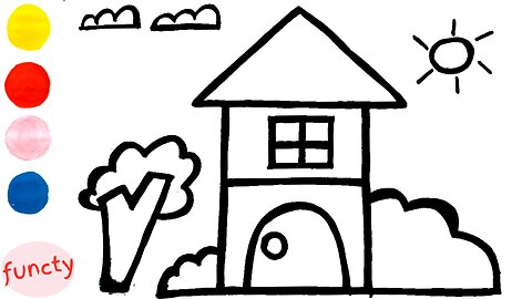 How to draw and color a simple house for kids