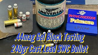 .44mag 240gr Cast Lead SWC Bullet, Ballistic Gel Block Testing with 4 Barrel Lengths. .44mag