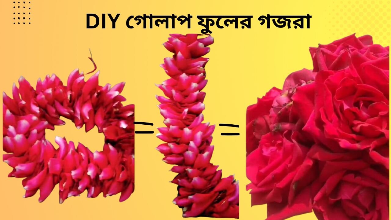 "Easy way to make a gajra (flower garland) with rose petals."