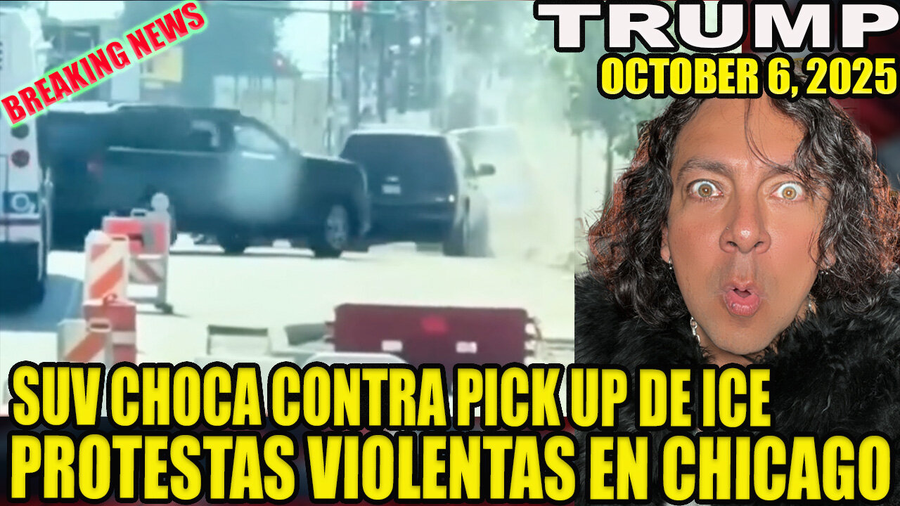 CAMIONETA CHOCA CONTRA PICK UP DE ICE Y SE ARMAN PROTESTAS VIOLENTAS EN CHICAGO