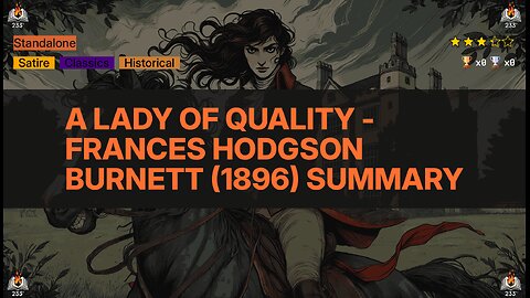 A Lady of Quality - Frances Hodgson Burnett (1896) Summary