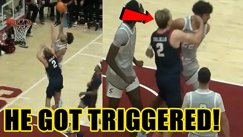 Utah Tech basketball player PUNCHES Santa Clara player after getting POSTERIZED on VICIOUS DUNK!