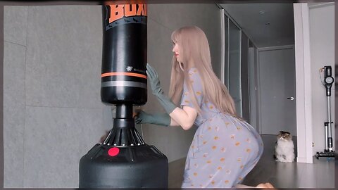 CLEAN THE LIVING ROOM with beautiful girl