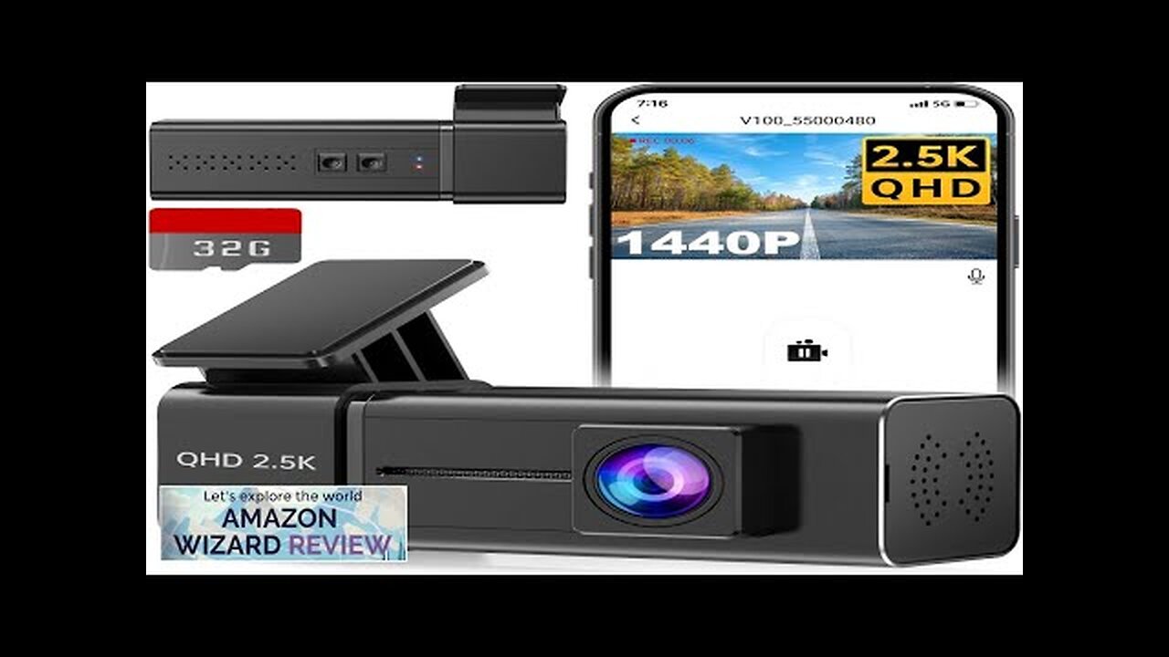 VEEMENT Mini Dash Cam Front 2.5K (1440P) – WiFi, APP Control, WDR Night Vision, 170° Wide Angle, 24H Parking Monitor, G-Sensor – No Hardwire Kit Included