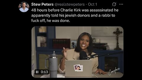 Stew Peters ~ 48 hours before Charlie Kirk was assassinated he apparently told his jewish donors and a rabbi to fuck off, he was done.