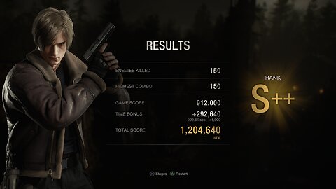 Resident Evil 4 Remake PS4 Mercenaries Leon Village 150 combos, shot gun only.