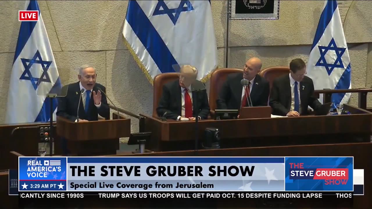 NETANYAHU ADDRESSES PRESIDENT TRUMP AT THE KNESSET