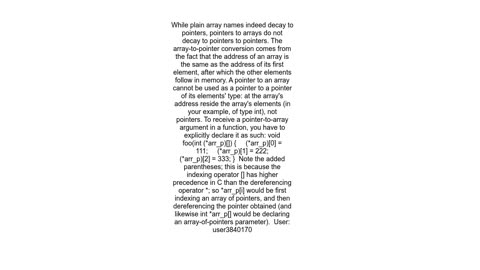 Passing pointer of an array to a function in C