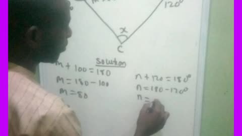 How to solve angle on a straight line and inside a triangle