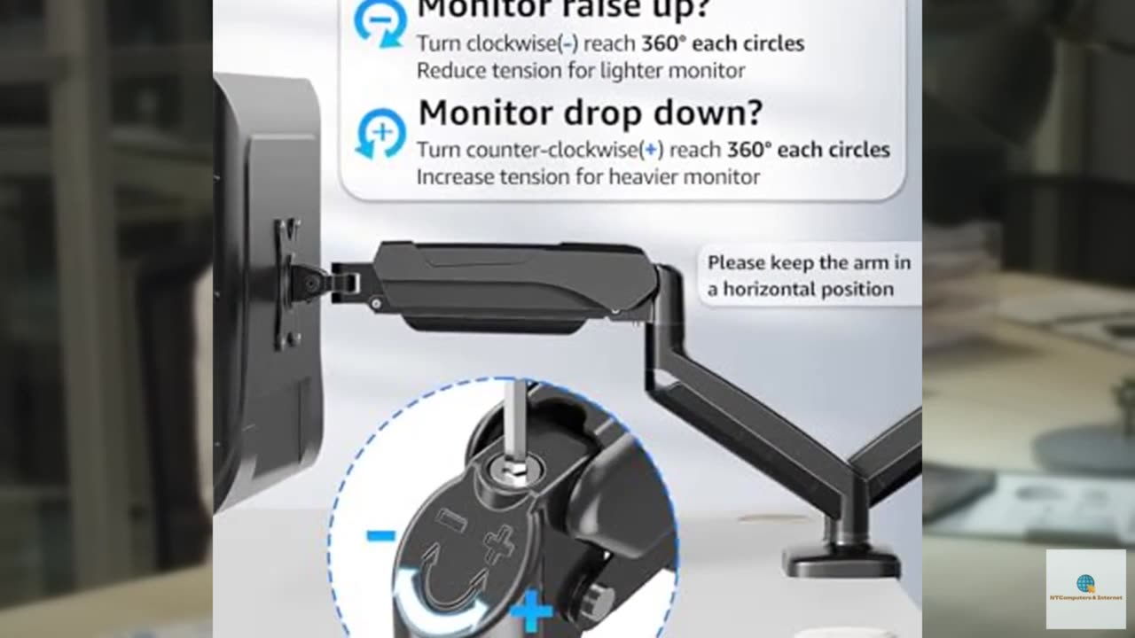 MOUNTUP Dual Monitor Stand for Desk, Pneumatic Monitor Arms for 2 Monitors 32 27