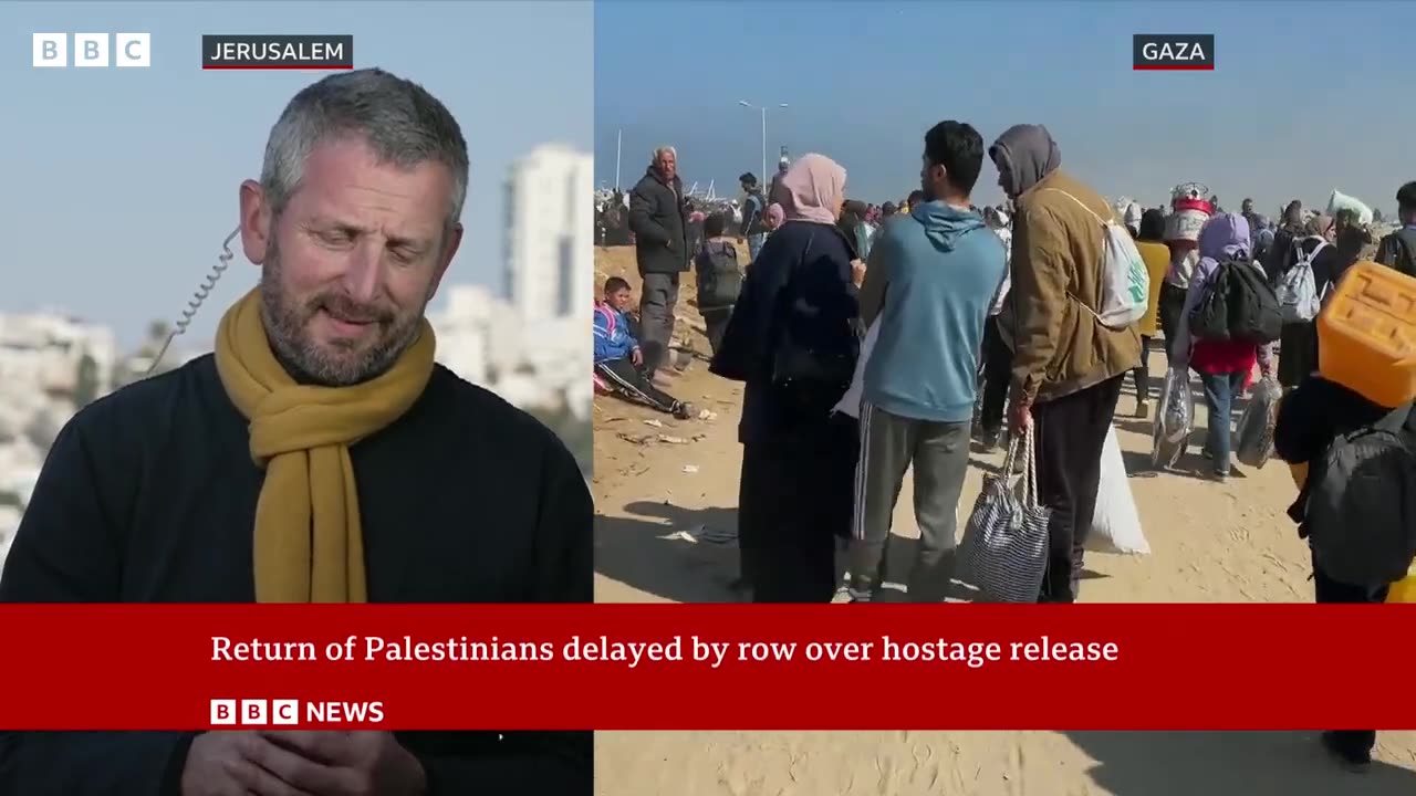 Displaced Palestinians return to north Gaza after hostage deal BBC News