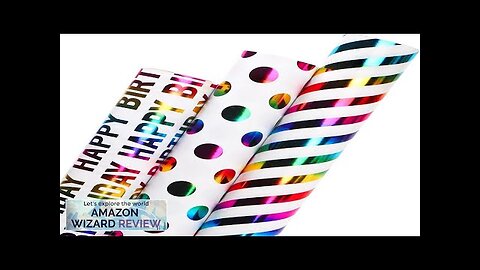 Ribbli Birthday Wrapping Paper Iridescent Gift Wrapping Paper Mini Roll 3 Rolls Review