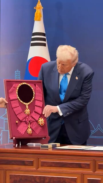 President Trump is taken back after he was gifted South Korea’s highest honor