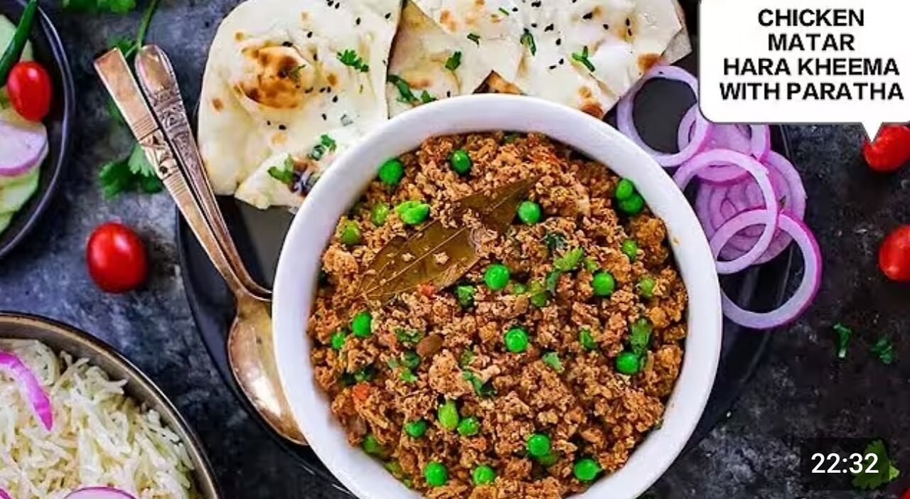 🔥 🌿🍗 Chicken Matar Hara Kheema with Paratha | Dhaba Style Green Kheema | 😋 #viral #trending #yt