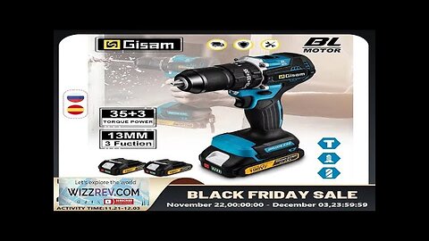 Gisam 65N.m 13MM 35+3 Torque Brushless Electric Impact Drill Cordless Electric Screwdriver Review