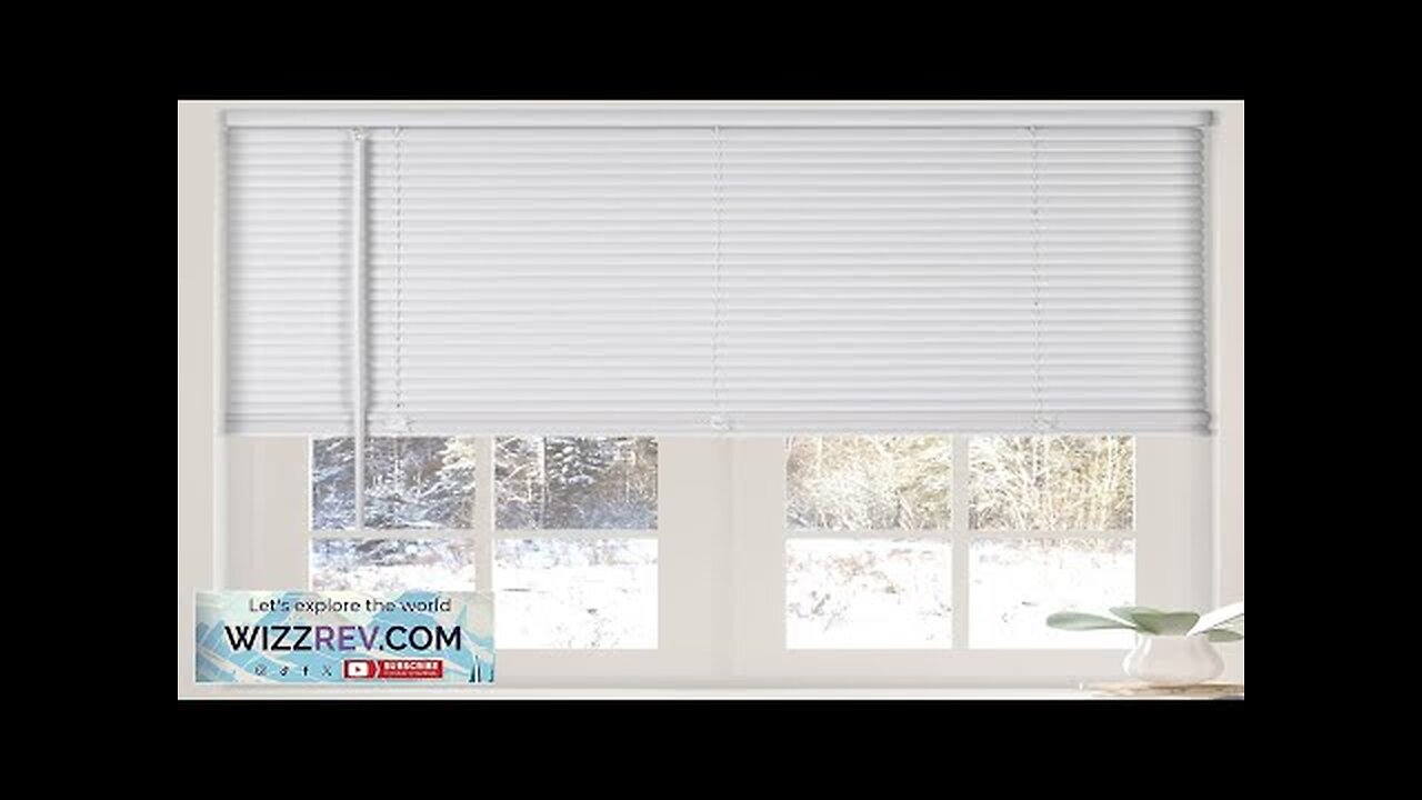 CALYX INTERIORS Room Darkening Vinyl Mini Blinds - Cordless 22.5" W X 36" H White Window Treatment