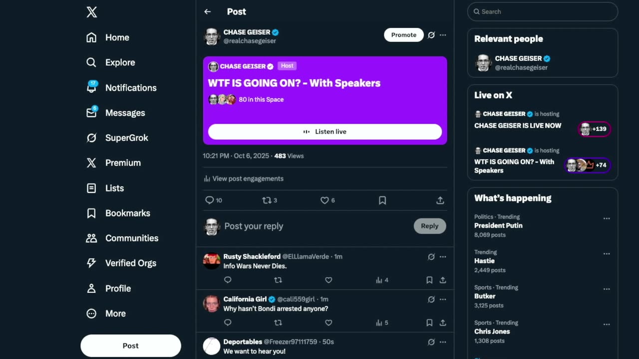 CHASE GEISER IS LIVE NOW