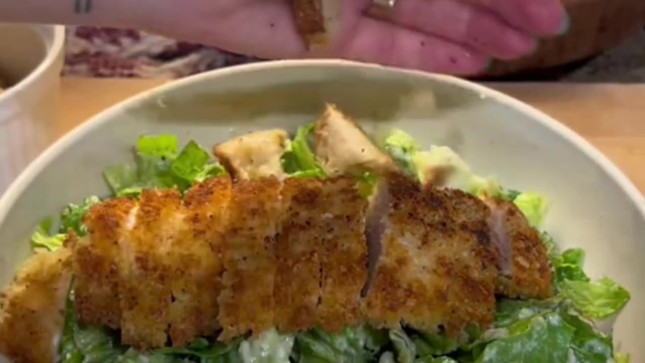 Crispy caesar salad just hits diff Salad