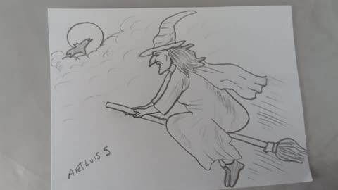 How to draw a WITCH easy step by step
