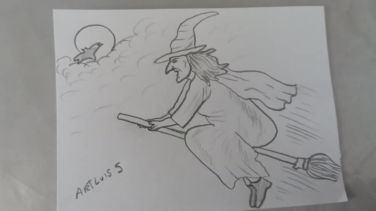 How to draw a WITCH easy step by step